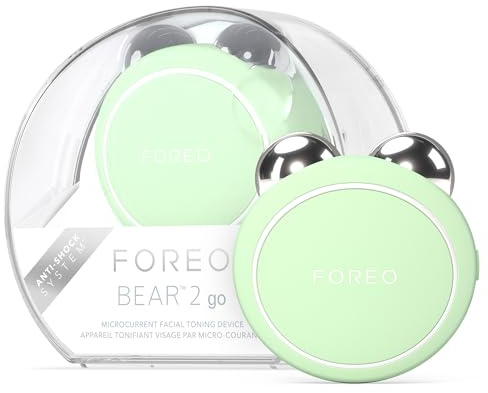 FOREO Bear 2 go, Travel-Friendly Toning Microcurrent Facial Device, for Fine Lines & Wrinkles, Anti Aging, Face Sculpting, Instant Full Face Lift, Compact Skin Care Tools, Pistachio