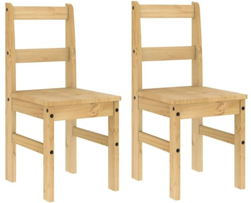 vidaXL Lot de 2 Chaises à Manger, Sièges à Dîner, Chaises de Repas, Meubles de Salle de Séjour Cuisine Maison Intérieur, Bois Massif de Pin
