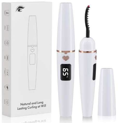 Mapille Piega Ciglia Riscaldato, Piegaciglia Elettrico, Piegaciglia Riscaldato con 4 Riscaldamento Modalità, Auto Spegnimento Adatto Tutte le Forme Degli Occhi, Heated-Eyelash-Curler (Bianco)