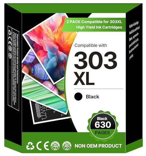 303XL Schwarz Druckerpatronen Kompatibel für HP 303 XL Patronen HP 303 Schwarz Ersatz für HP Envy Photo 6220 6230 6232 6234 7120 7130 7132 7134 7137 7820 7830 7832 Tango TangoX (1 Pack, Schwarz)