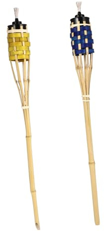 2 Piezas Antorchas de Bambú para Jardín Decoración de Fiesta y Festival de Exterior Antorchas Artesanales para Paisaje Colores Aleatorios Color Aleatorio