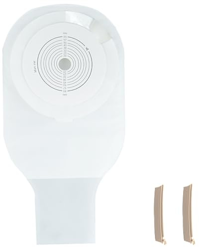 Lot de 10 Sacs de Colostomie, Fournitures pour Stomie Iléostomisée, Poches Monoblocs Drainables avec Fermeture, Découpe de 15 à 60 MM (2 Pinces Incluses)