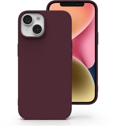 Zuvirelx Silicone Case for iPhone 14, Soft Grip, Thin, Minimalist, Shockproof, Non-Slip, Pocket-Friendly - Burgundy