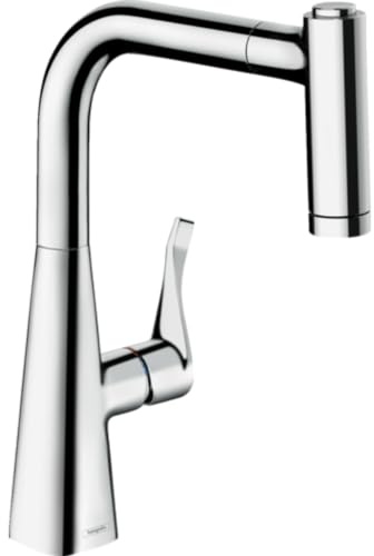 Hansgrohe 14834000 Metris grifo de cocina con ducha extraíble, 220 mm, cromo