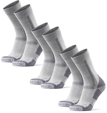 DANISH ENDURANCE Merino Wandersocken, Sommer Trekkingsocken, Unisex, Herren, Damen & Kinder, 3 Paar, Grau, 48-51
