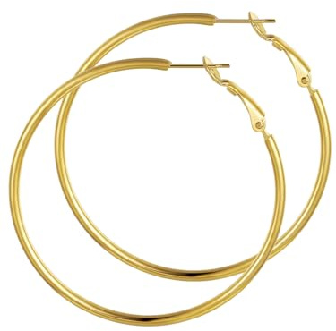 GoldChic Créole Femme Plaqué Or 50mm, Bocule d'Oreillle Femme Acier Inoxyable Doré, Grande Créole pour Jeune Fille