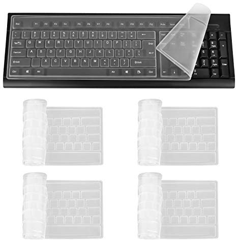 Jubaopen 4 Stück Universal Tastatur-Schutzfolie Silikon Tastenschutz für Desktop-Computer Tastaturschutz Wasserdicht Computer Tastatur Abdeckung Anti-Staub Tastaturabdeckung Desktop (ultradünn)