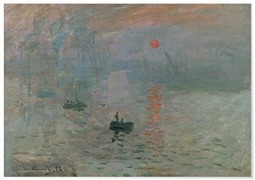 Panorama Lienzo Claude Monet Impresión, Sol Naciente 70x50 cm - Bastidor Incluido - Cuadros Decorativos para Salón - Decoración Moderna