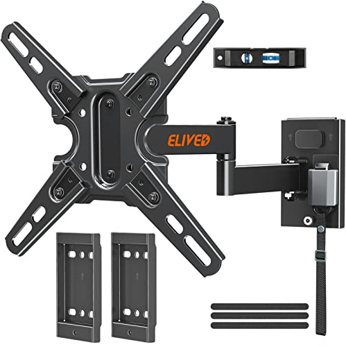 ELIVED Lockable RV TV Mount for Most 13-43 Inch TVs, RV TV Wall Mount Swivel and Tilt for Camper Trailer Motorhome, Detachable tv Bracket with Double Wall Plates, Max VESA 200x200mm, up to 22 LBS
