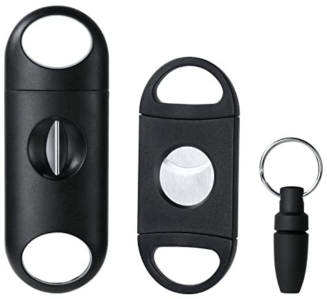 Vicloon Tagliasigari, 3 Pezzi in Acciaio Tagliasigari con Doppie Lame in Acciaio Inox, Taglia la Parte Finale del Sigaro