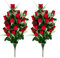Memobloom Ramo de Flores Artificiales para tumbas Rosas Falsas Roja 2 Piezas para Cementerio Flores para tumbas Decoración de tumbas al Aire Libre Flores funerarias de Seda para florero de Tumba