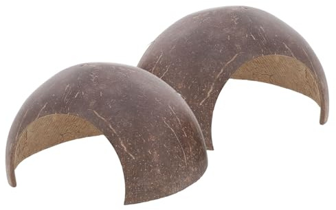 BCOATH Cachette pour Tortue de Terre en Coque Naturelle 2pcs, Abri pour Reptiles Résistant à l'usure, Grotte pour Terrarium pour Reptiles et Aquarium à Bernard-l'hermite
