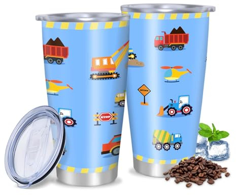 Generico Regalo di Compleanno per Bambini, Tazza da Viaggio Isolata, 20 oz, Coperchio a Prova di Fuoriuscita, Doppio Isolamento, Ottimo per Bevande Fredde e Calde, Regalo a Tema Auto