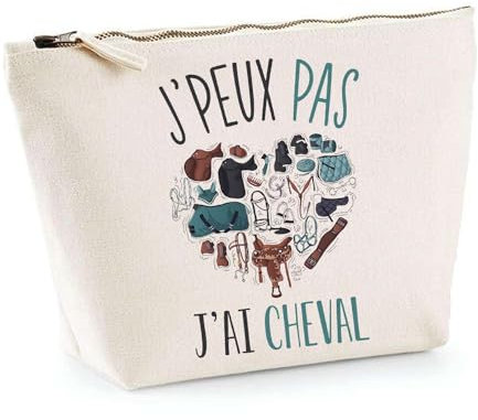 Trousse Cheval J'peux Pas | Pochette Equitation Toilette Maquillage Idée Sac Cadeau