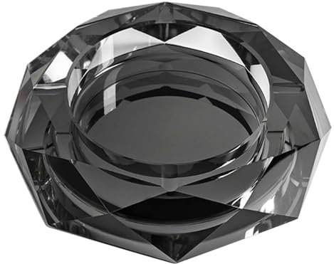 Posacenere in Cristallo, Posacenere in Vetro Ottagonale, Posacenere per la Decorazione da Tavolo Dell'home Office, Fumatore, Posacenere per Sigari, Regalo per Uomini (Black,10CM)