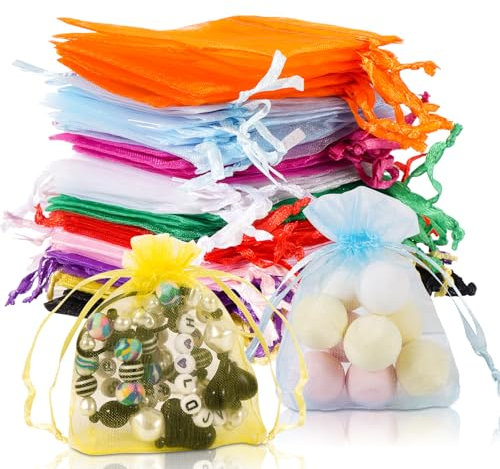 80 Stück Organzasäckchen 7x9, 10 Farben Kleine Säckchen zum Befüllen Organza Säckchen Lavendelsäckchen Schmuckbeutel Geschenksäckchen für Weihnachten Hochzeit Geburtstag Party