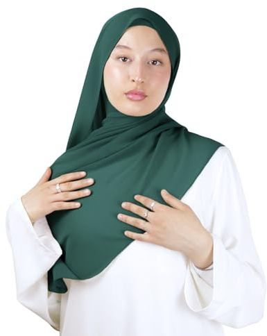 Hijab à Enfiler avec cagoule intégré en crêpe de luxe pour femme musulmane voilée châle islamique voile enfilable HE210