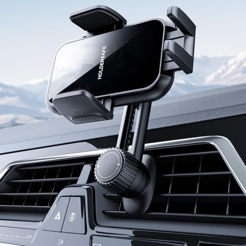 Holdersafe Handyhalterung Auto Handy Halterung Autohalterung: Universale Lüftung Handyhalter, EIN-Knopf-Release & 360° Drehbar KFZ für iPhone 17/16/15/14/13Pro Max, Samsung, Huawei, Xiaomi,usw, Acryl