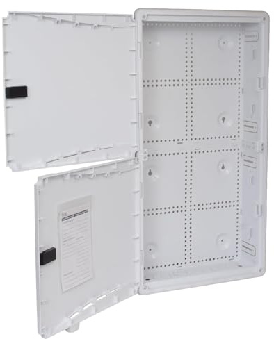 ICC 28” Plastic Structured Wiring Enclosure, Media Enclosure with Cover, Recessed Wall Box for Distribution of Networking Services, White