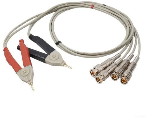 LCR Messgerät-Testkabel mit 4 BNC-Steckern, Kelvin-Clipdrähten für 4-adrige Tests, 82 cm lang, rot, 2 Stück