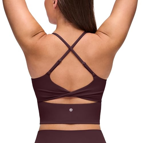 CRZ YOGA Butterluxe Twist Back Crop Tank Tops Ripe Plum 10