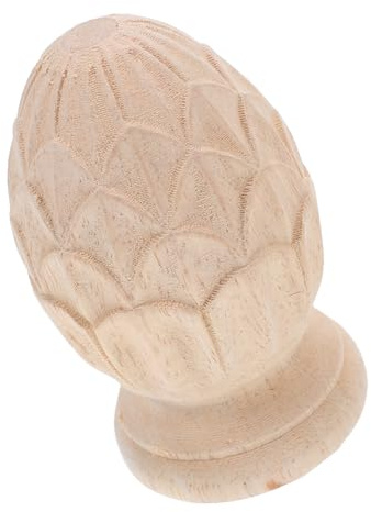 LALAFINA Remate de Piña Tallada en Madera Maciza sin Pintar, Embellecedor para Postes de Escalera y Vallas, Diseño Europeo 12X8X8Cm para Proyectos de Bricolaje y Manualidades