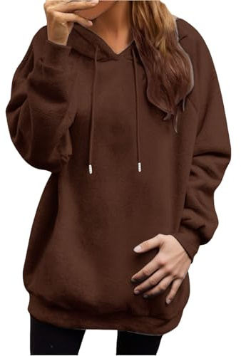 Générique Lång tröja för kvinnor i plusstorlek långärmad tröja chic | Huvtröja dam minimalistisk överdimensionerad jacka lätt kofta ledig kappa vinter varm komfort