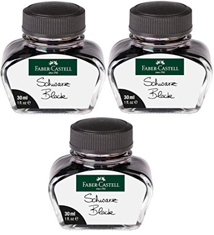 Faber-Castell - Tintero de tinta, Negro , 3x 30ml