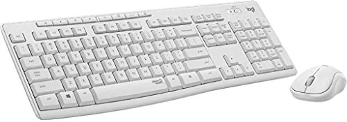 Logitech MK295 Silent Wireless Mouse & Keyboard Combo with SilentTouch Technology, Full Numpad, Advanced Optical Tracking, Lag-Free Wireless, 90% Less Noise, QWERTY UK English Layout - White