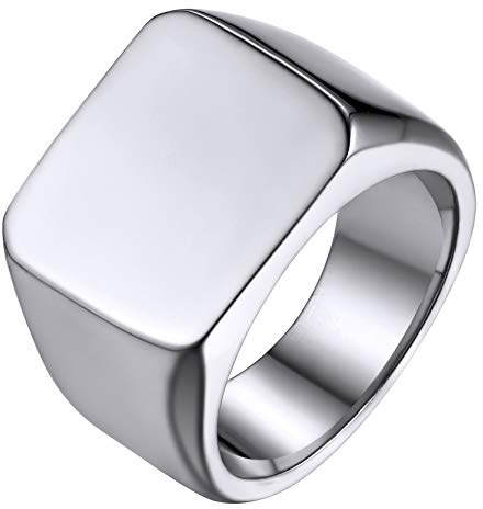 GoldChic JEWELRY Anello Uomo da Mignolo Classico Con Sigillo In Acciaio Inossidabile, Anello Chevalier Uomo, Anello Uomo Acciaio Misura 25