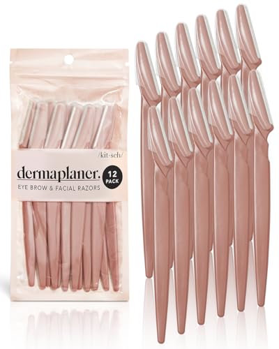 Kitsch Dermaplaning Tool - Rasoi per il viso da donna, rasoio per sopracciglia e viso per donne, depilazione facciale per donne, rasoio Dermaplane per viso, 12 pezzi (terracotta)