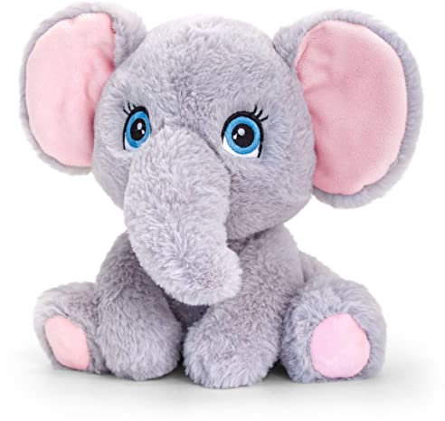 tachi Plüschtier Elefant flauschig, Großer Stofftier Dickhäuter 25 cm, Kuscheltier grau
