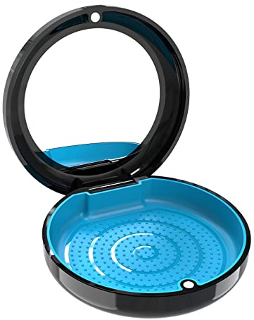 BVN Caja de Ferula Dental con Espejo Integrado - Funda para Alineadores & Retenedor Dental - Portátil Adulto Niño Negro