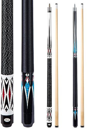 Sinsilvie 58 19 20 oz Pool Queue with 13mm Tip, Set of 2,Schwarz oder Weiß,1/2 Maple Queue Sticks Pool Cue,Billard Queue für Männer und Frauen. (Black 19 oz & White 20 oz)