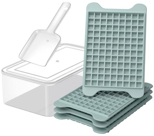 Mini Ice Cube Tray for Freezer: GGUW Nugget Ice Cube Tray with Bin - Crushed Ice Tray Making 4×108 PCS Icecube - Easy Release Iced Maker Trays