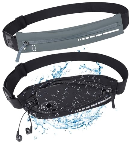 Cintura sottile da corsa, 2 pezzi, marsupio da corsa per telefono da corsa, marsupio per allenamento, cintura per soldi, corsa, accessori per donne e uomini, passeggiate, escursionismo, ciclismo