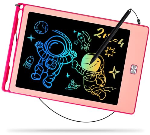 Kinayue Tablette d'écriture LCD 8,5 Pouces, Tablette Dessin Enfant Réutilisable, Jouet de Voyage éducatif, Cadeau d'anniversaire, Ardoise Magique pour Enfants 3-10 ans Rose