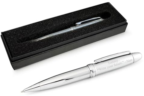 Personalised Silver Finish Pen – Custom Engraved Luxury Ballpoint with Elegant Gift Box | Premium Writing Instrument for Men, Teachers, Boss, Employees | Personalised Gifts for Men & Women