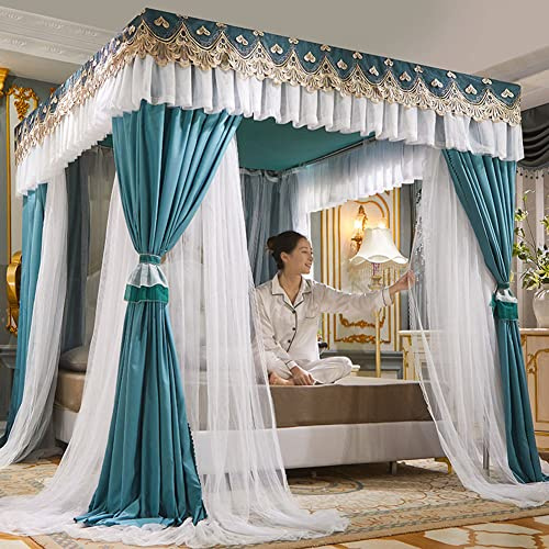 Elegante cortina de cama con dosel de doble capa para camas individual/king (150 x 200 x 200 cm), ideal para dormitorios de niñas, decoración elegante de dormitorio y protección contra insectos