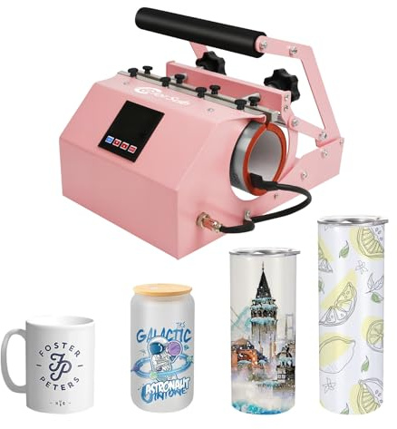 ColorSub Muggpress Tumbler Värmepressmaskin, Sublimationsmugg för 11-30oz (325-887 ml) Värmepressskrivare, Kopppressmaskin DIY Blank Överföringstryck Glas (Rosa)