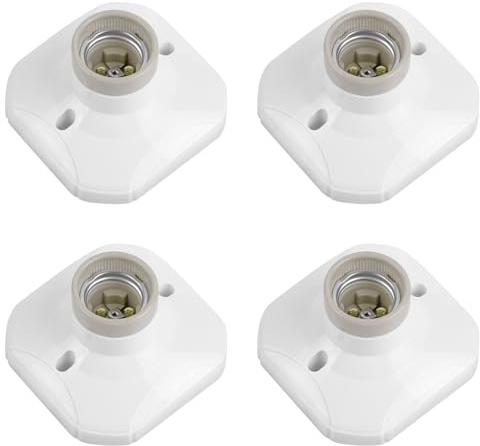 URAQT 4Pcs PortaLampada Quadrato, AC220-250V E27 Portalampada da soffitto, Ignifuga plastica Portalampada da Plafoniera E27 a Vite per Lampada da Cucina, da Plafoniera, da Scale, da Corridoi