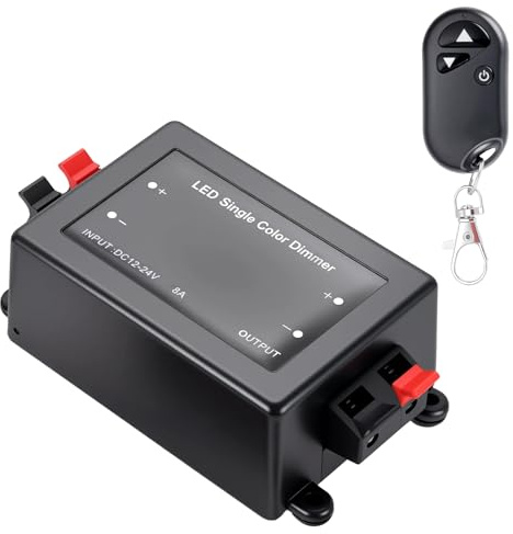LED Controlador DC 12V-24V 8A Regulador de intensidad con mando a distancia, regulador de intensidad para tiras LED monocromáticas regulables