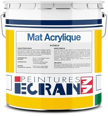 Peinture professionnelle mat, mur et plafond, intérieur, peinture opacifiante, sans odeur, Mat Acrylique ECRAN 77 15 litres