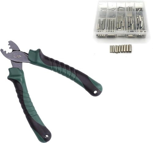 Zite Fishing Klemmhülsen-Set Angeln - Quetschhülsen-Zange als Angelzubehör + Hülsen-Sortiment 150 Stück