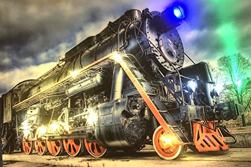 Samarkand - Lights LED-Bild mit Beleuchtung LED- Bilder Leinwandbild 65 x 45 cm Leuchtbild LOKOMOTIVE/BAHN