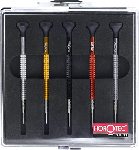 KD89 Uhrmacherschraubendreher Sortiment MSA01.020-A (0.60, 0.80, 1.00, 1.20, 1.40 mm) 5-teilig mit Aluminiumgehäuse