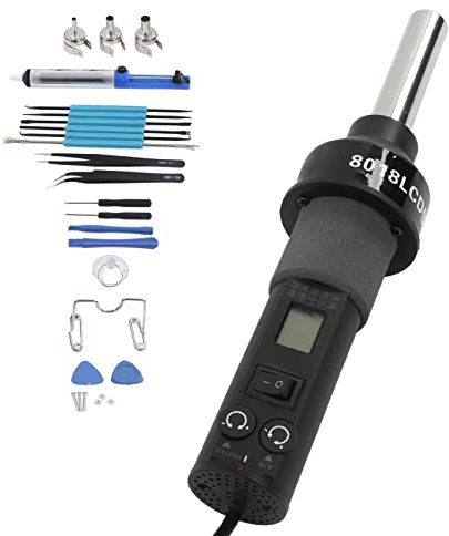 Pantalla LCD portátil pistola de aire caliente caliente herramientas de soldadura pantalla LCD pistola de aire caliente pistola de aire ajustable pistola de calor electrónica soldadura herramientas