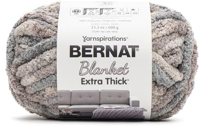 Bernat Blanket Extra Thick Dove Yarn - 1 Pack of 21.12oz/598.74g - 100% Polyester - #7 Jumbo - 72 Yards - Chunky Yarn for Hand Knitting, Crocheting, Crafts & Amigurumi