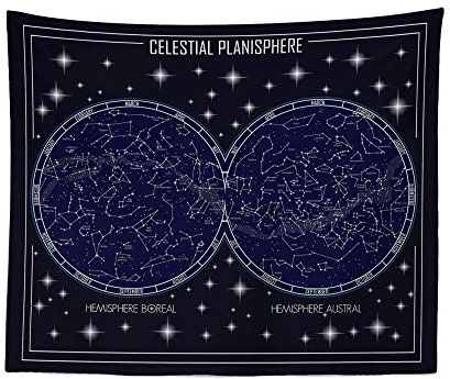 351 Arazzo Da Parete Mappa Celeste Mappa Stellare Copriletto Decorazione Arazzo Per Camera Da Letto Arte Muraria Arazzi Da Appendere, Per Dormitorio, Camera Da Letto, 130x150cm