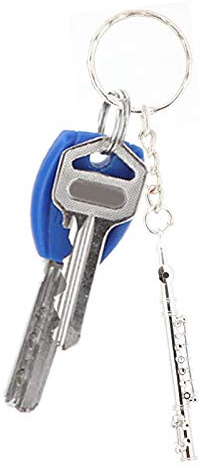 Porte-clés de Flûte, Porte-clés de Flûte en Métal, Porte-clés de Flûte en Argent avec des Designs Réalistes, Ornement de Décoration, œuvre D’art Familiale D’instruments de Musique